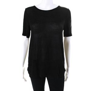 Jennifer T Womens Waves Short Sleeve Knit Tee Shirt Sweater Black Size XS